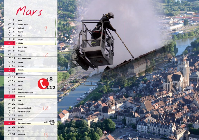 À la découverte du patrimoine local - calendrier pompier - Editions Bernard Cheneval Services