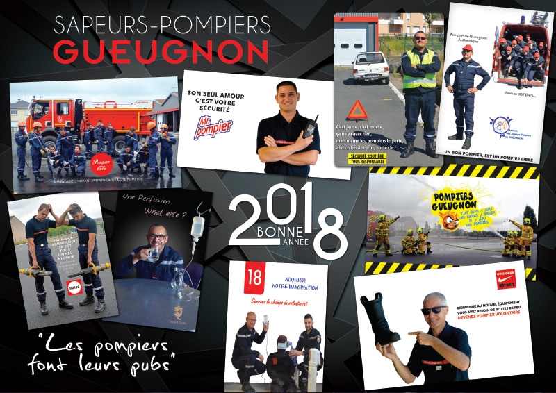 Les pompiers font leur publicité - calendrier pompier - Editions Bernard Cheneval Services