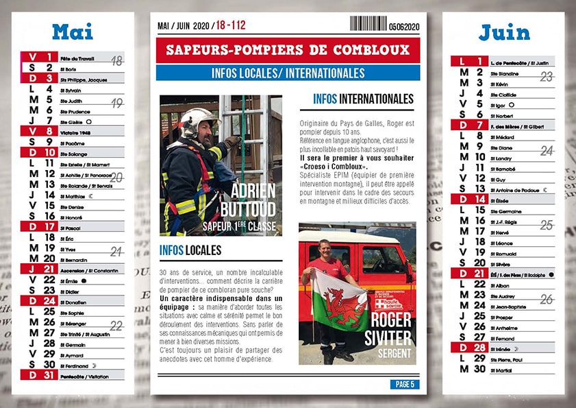 Calendrier - la gazette des pompiers - Combloux 2020