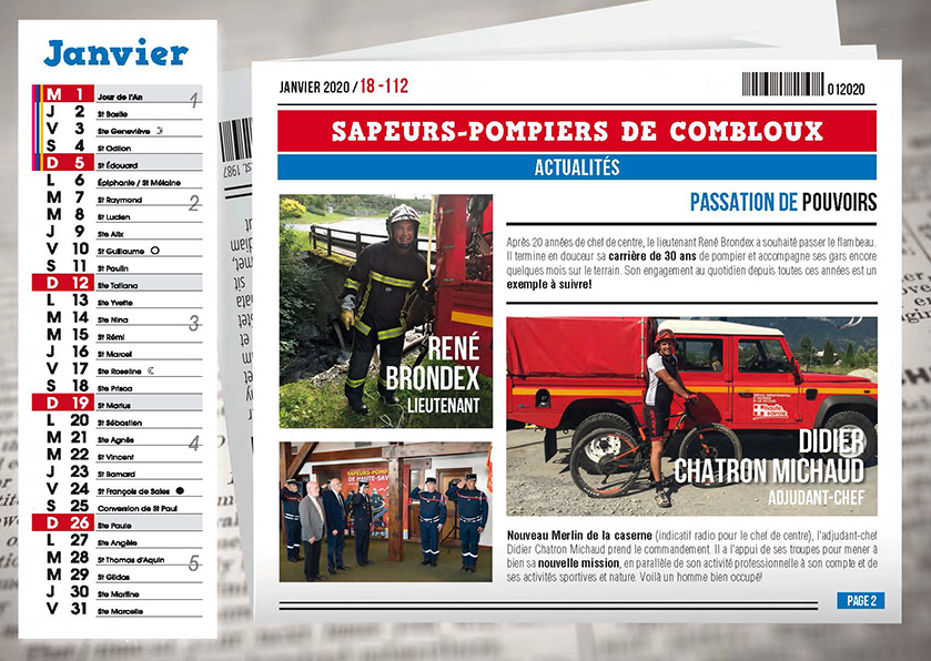 Calendrier - la gazette des pompiers - Combloux 2020