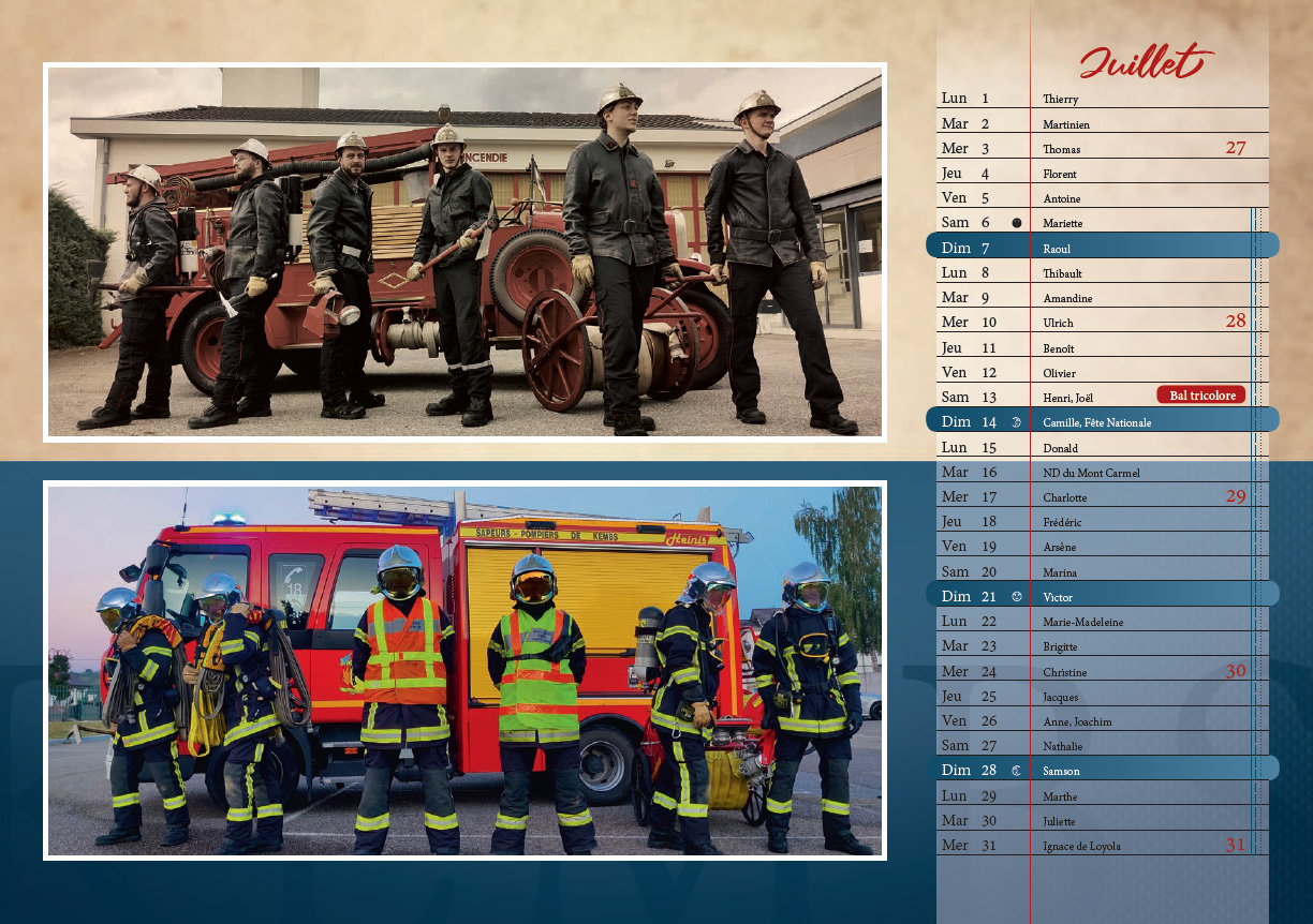 Calendrier pompier d'hier et d'aujourd'hui - Kembs 2024