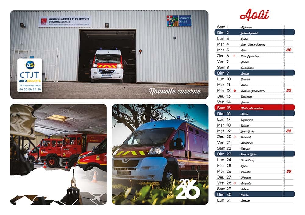calendrier 12 pages classique Cranves-Sales 2026